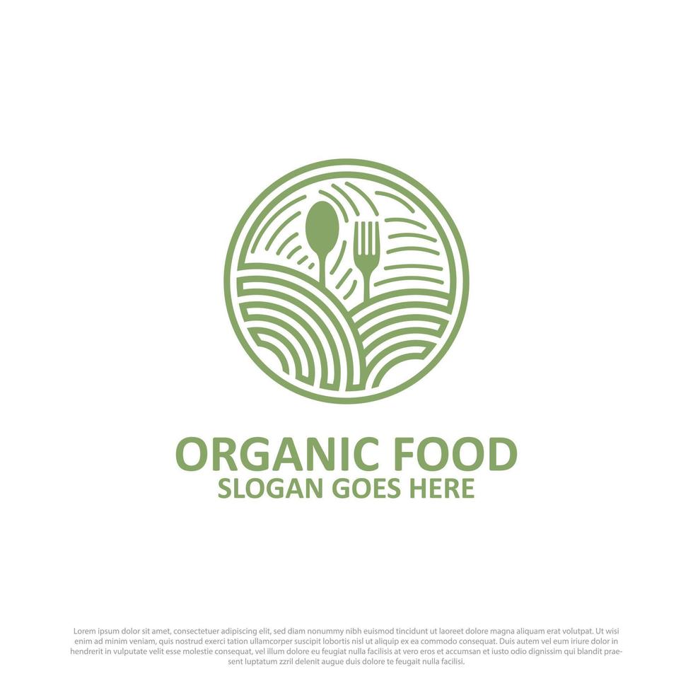 organic food and farming logo design - green and vegan food template vector