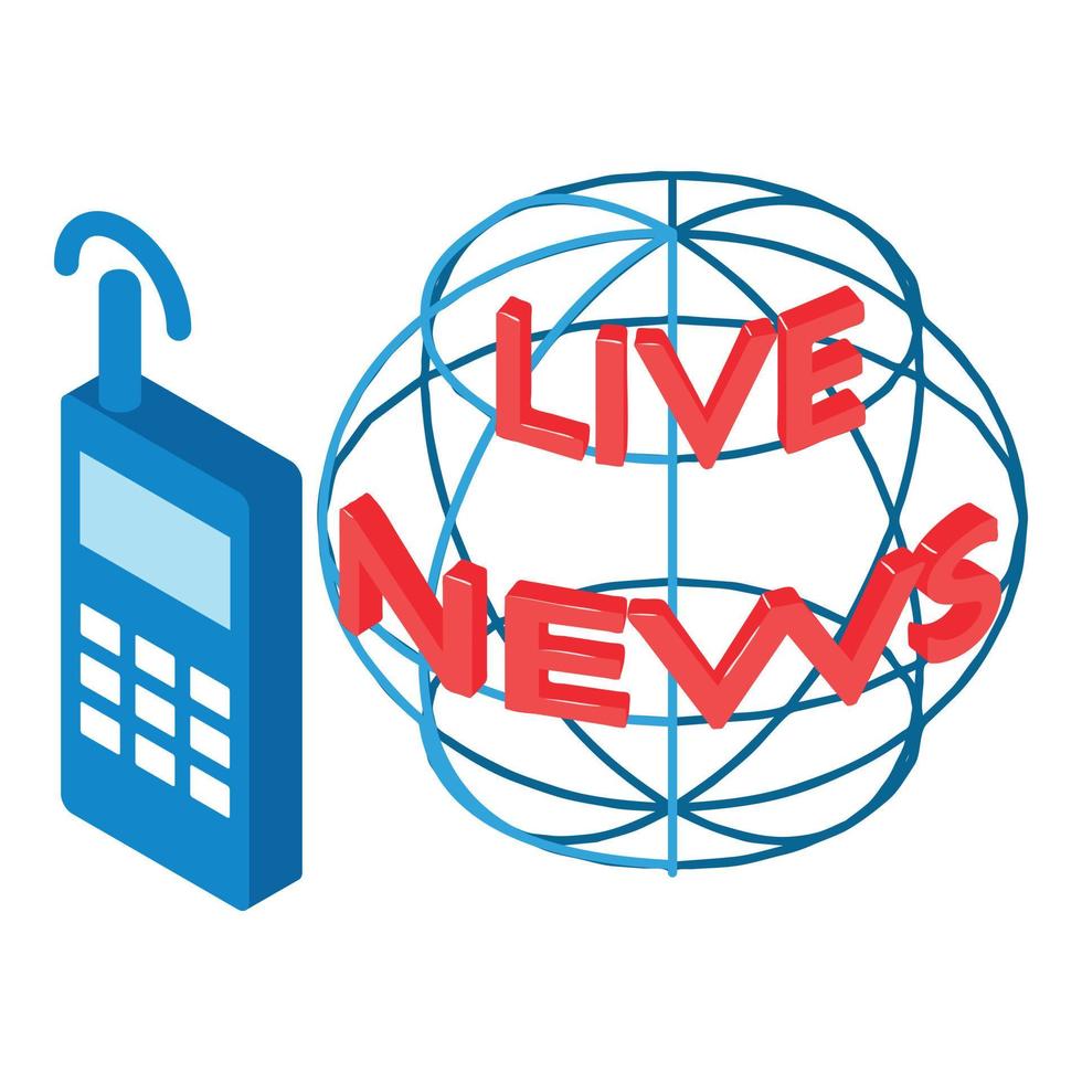 Live news icon, isometric style vector