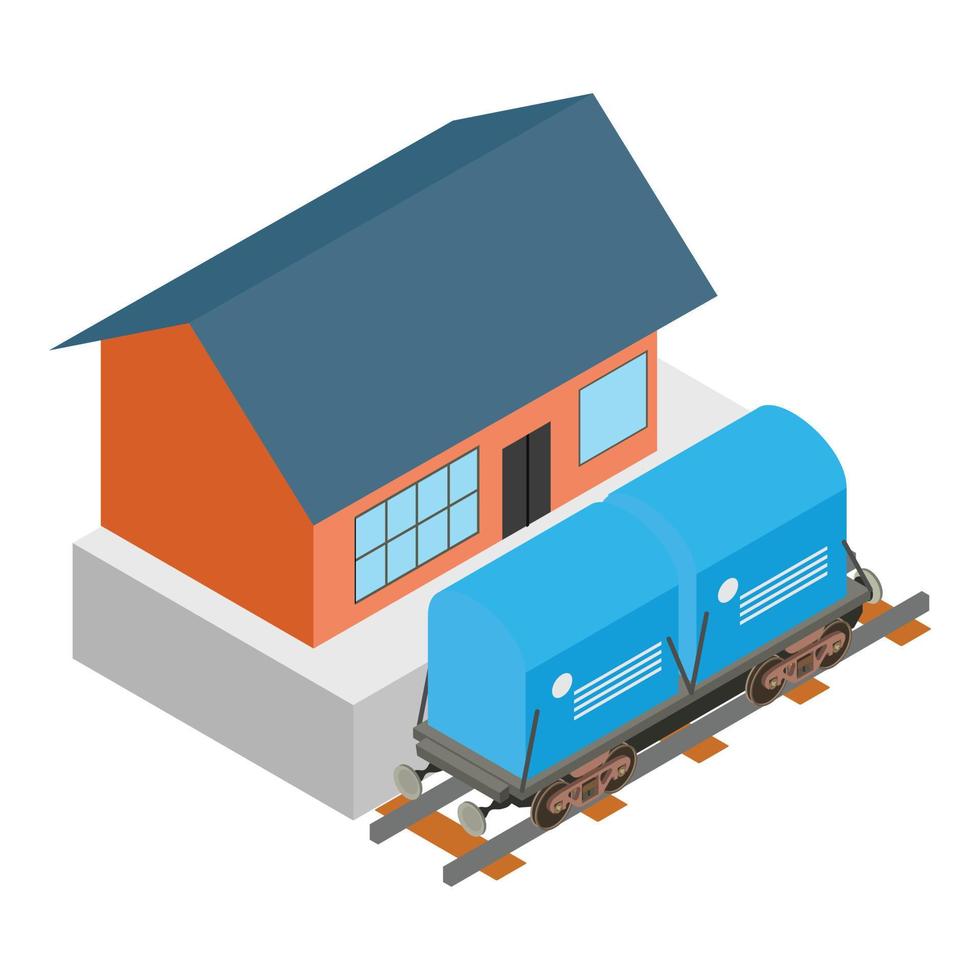 Blue wagon icon, isometric style vector