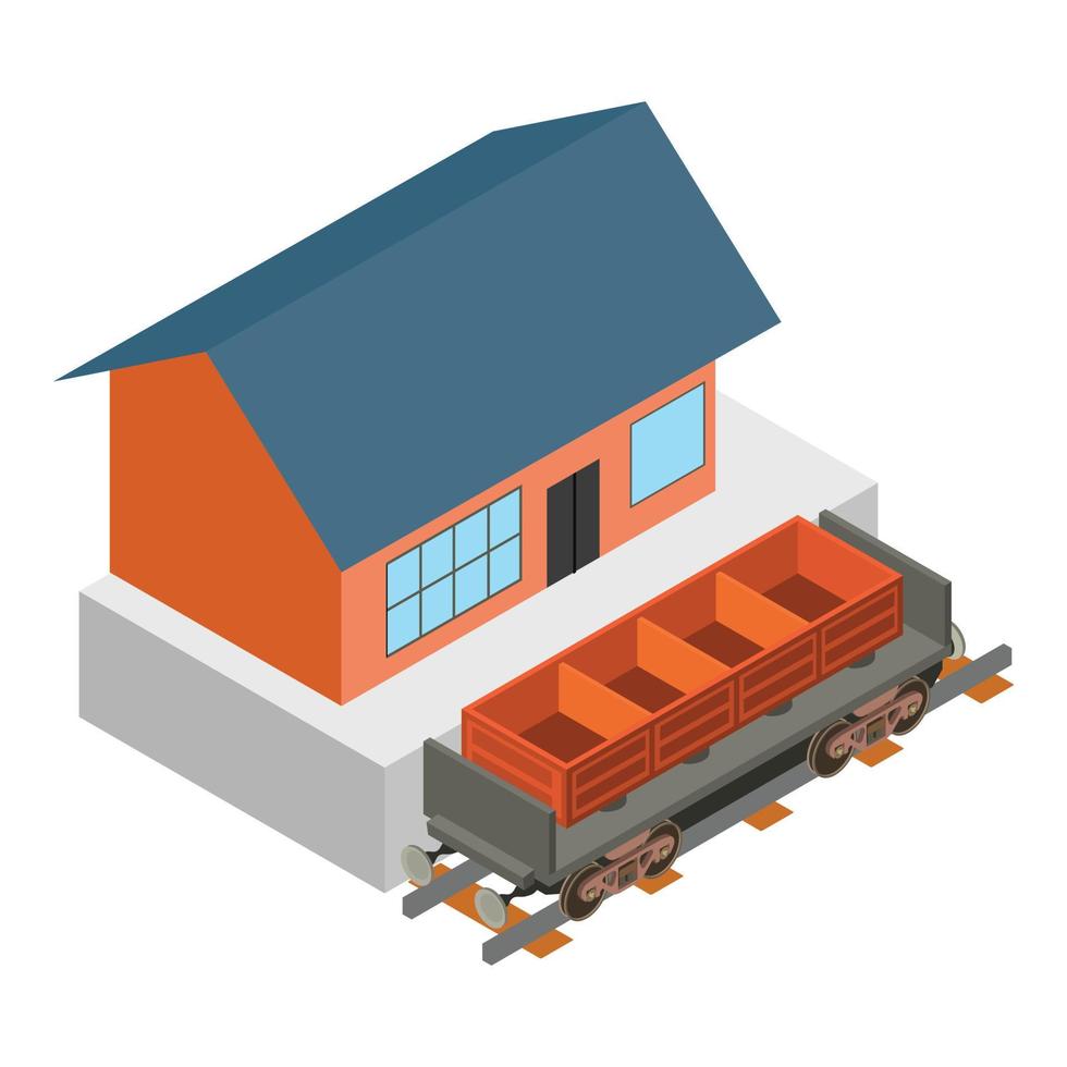 Cargo wagon icon, isometric style vector