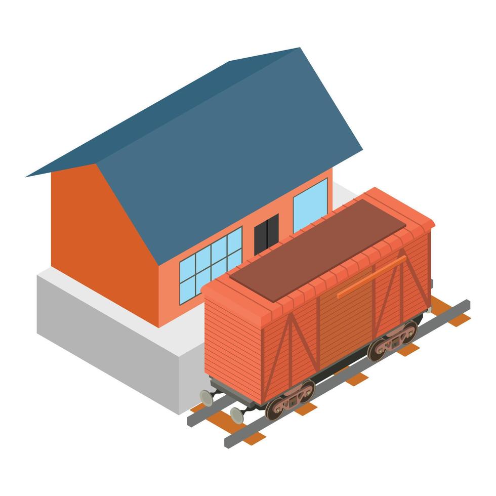 Cattle wagon icon, isometric style vector
