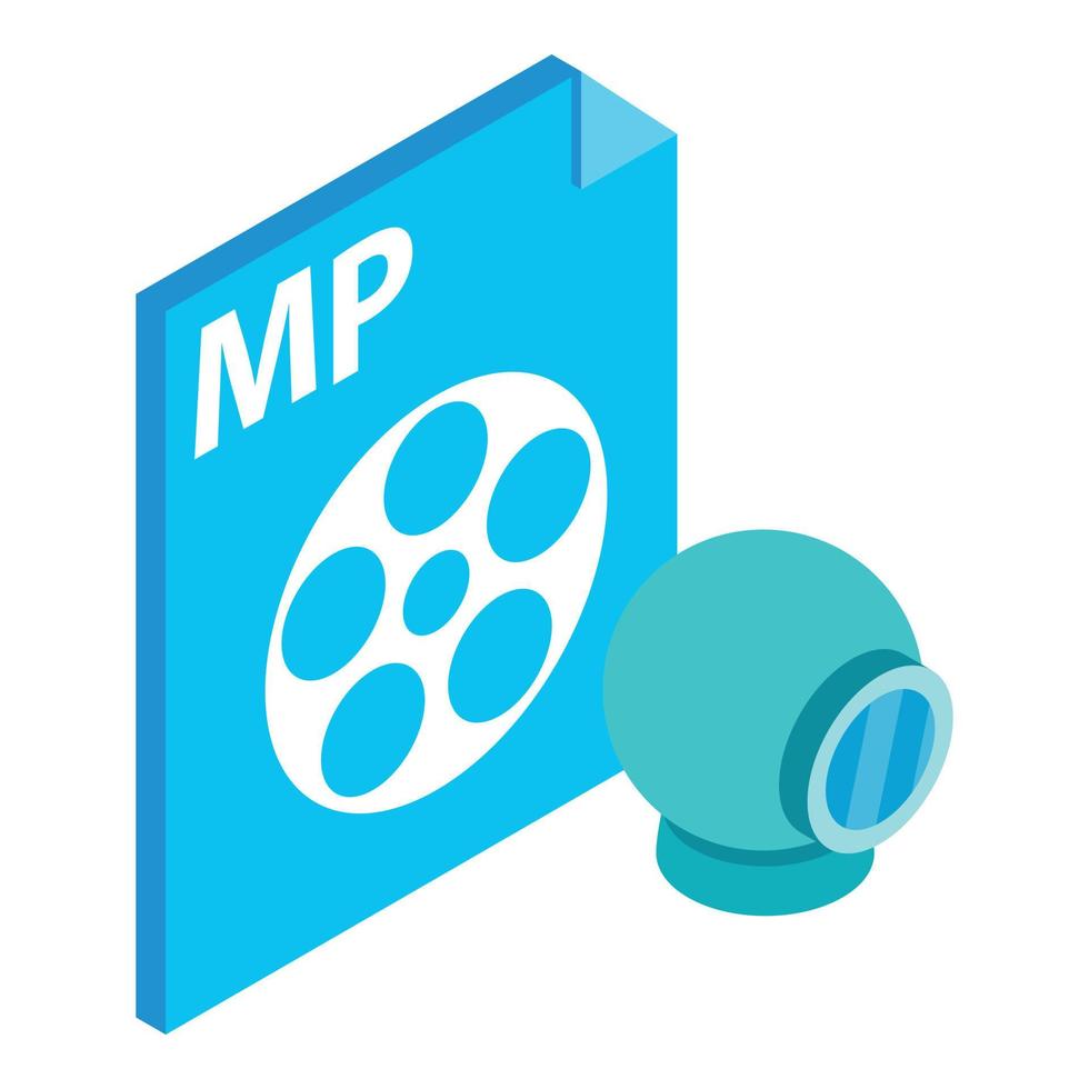 icono de archivo mp, estilo isométrico vector