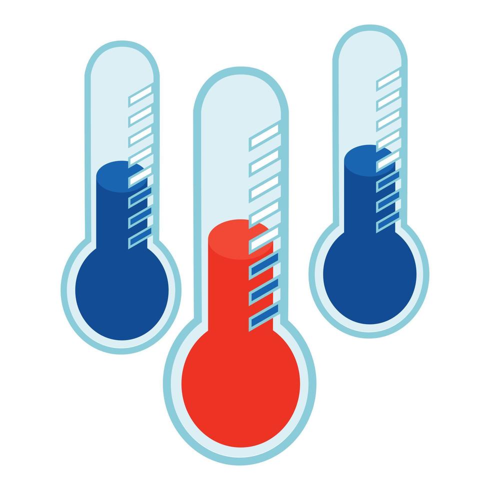 Temperature fluctuation icon, isometric style vector