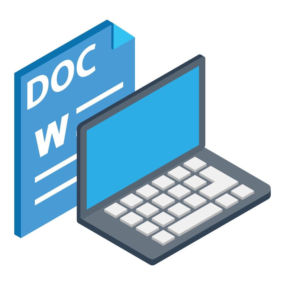 Doc file icon, isometric style vector