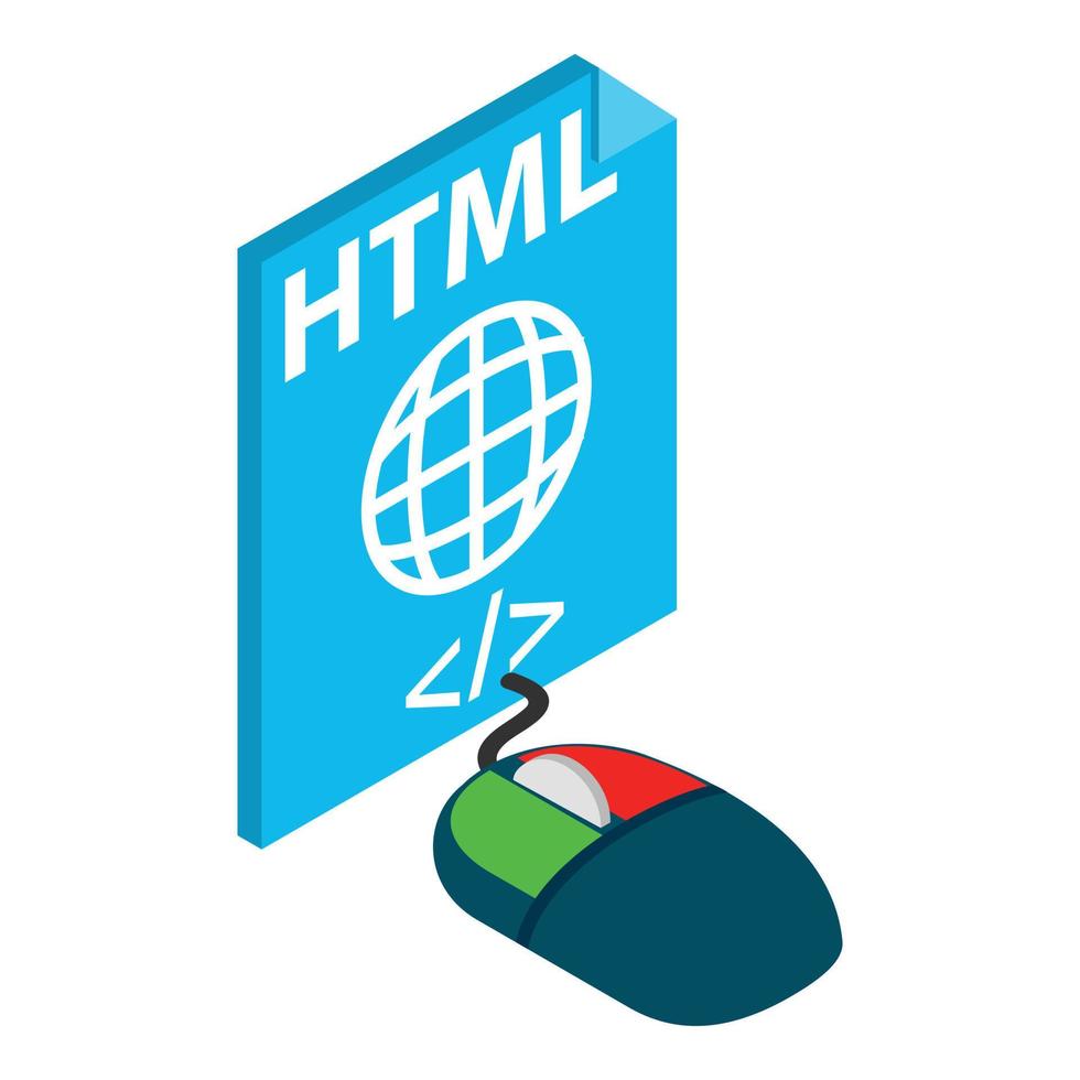 icono de archivo html, estilo isométrico vector