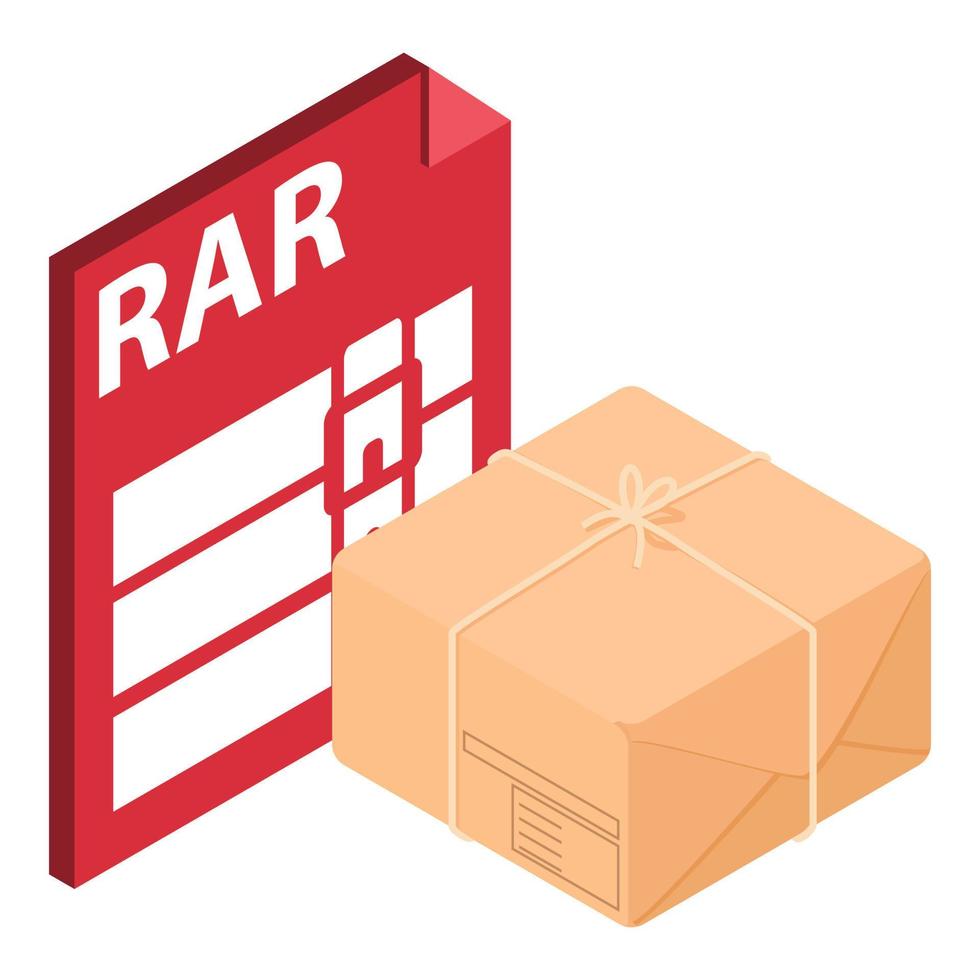 Rar file icon, isometric style vector