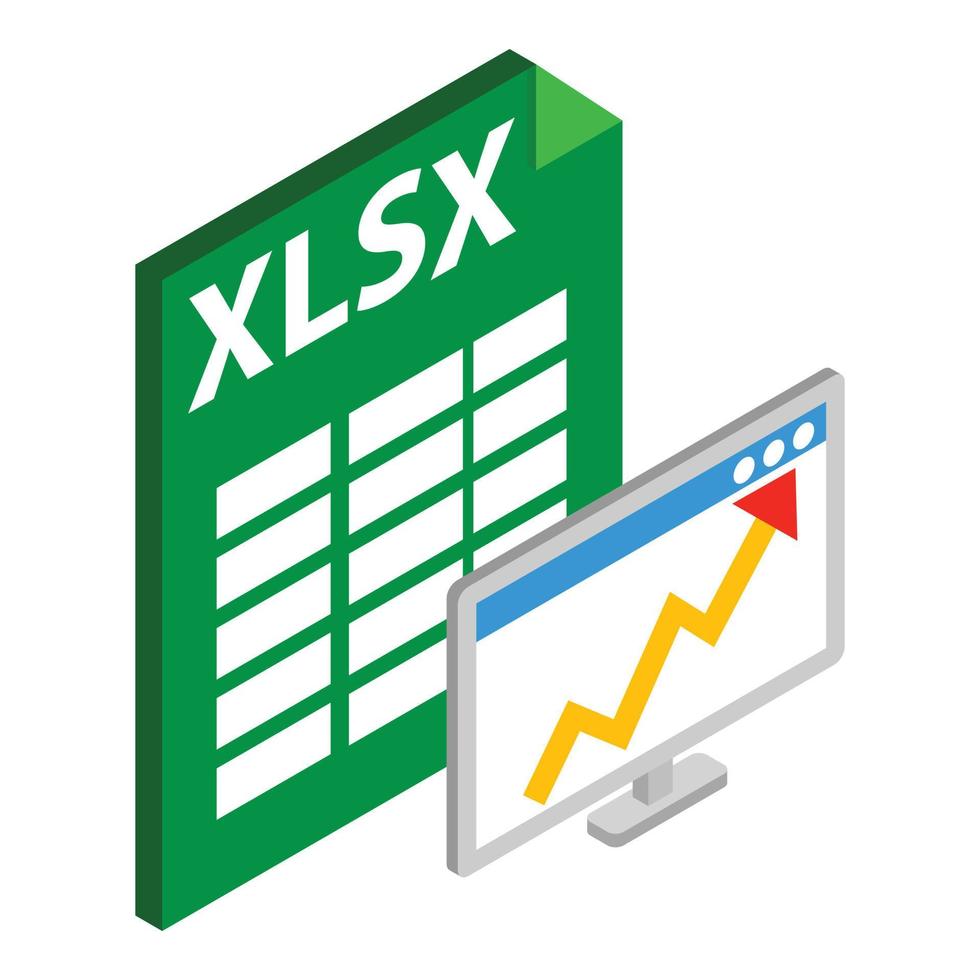 icono de archivo xlsx, estilo isométrico vector