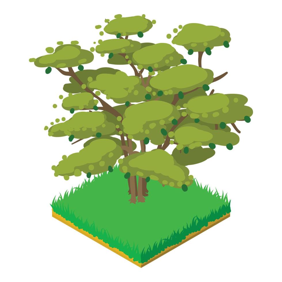 icono de árbol de nogal, estilo isométrico vector