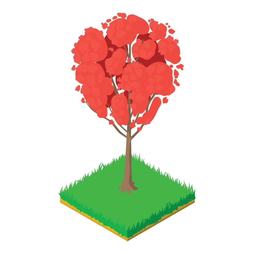 Red maple icon, isometric style vector