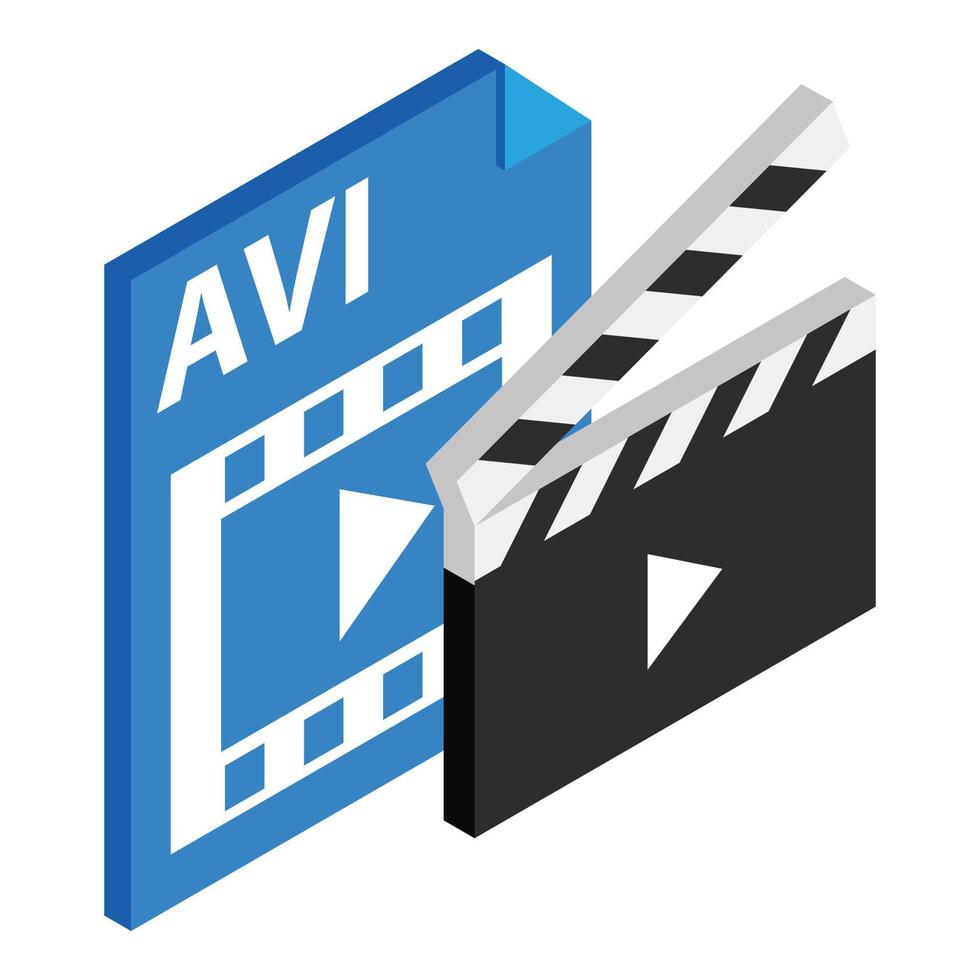 Avi file icon, isometric style vector