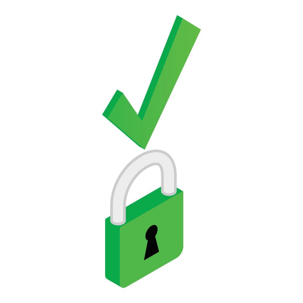 Padlock seo icon, isometric style vector