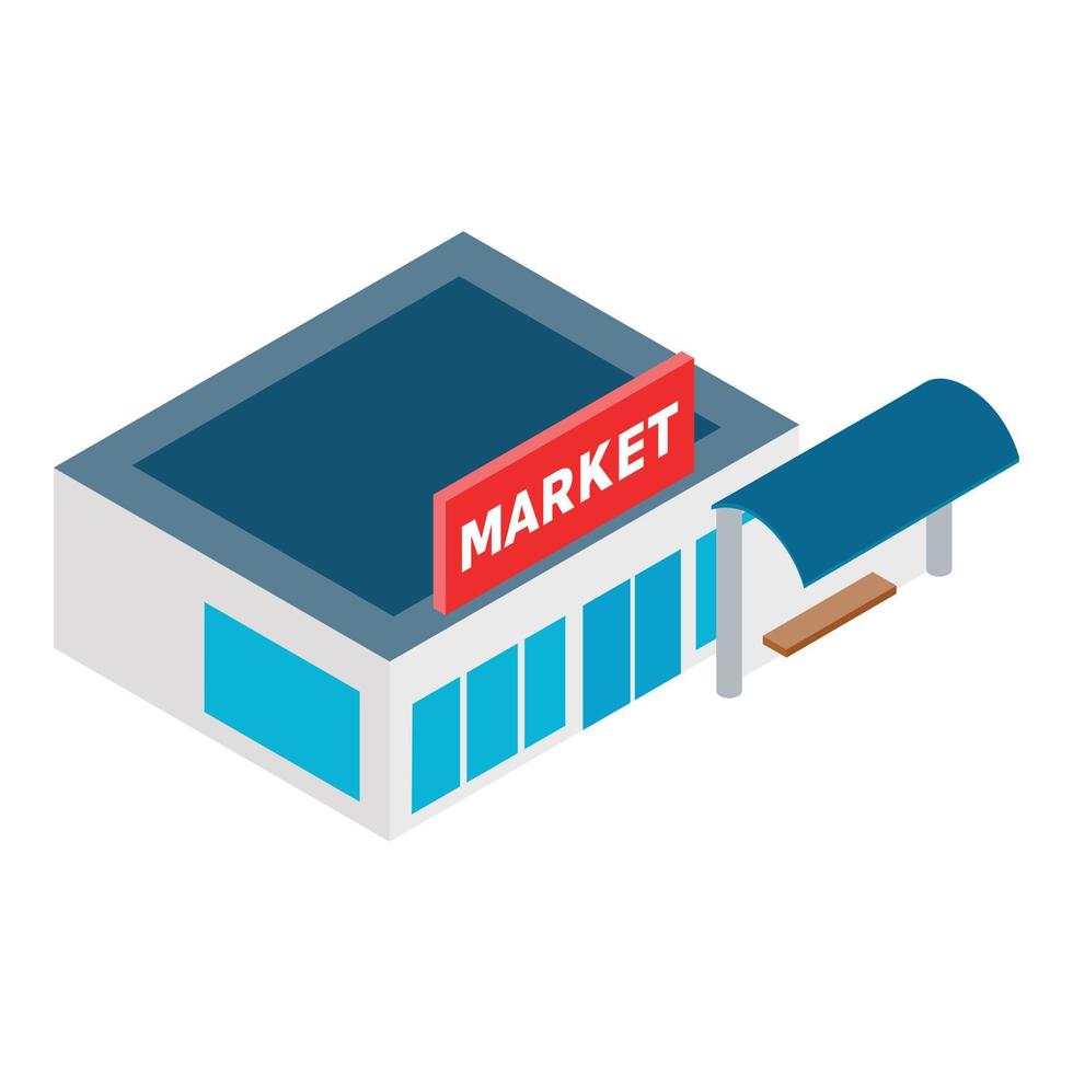 Store building icon, isometric style vector