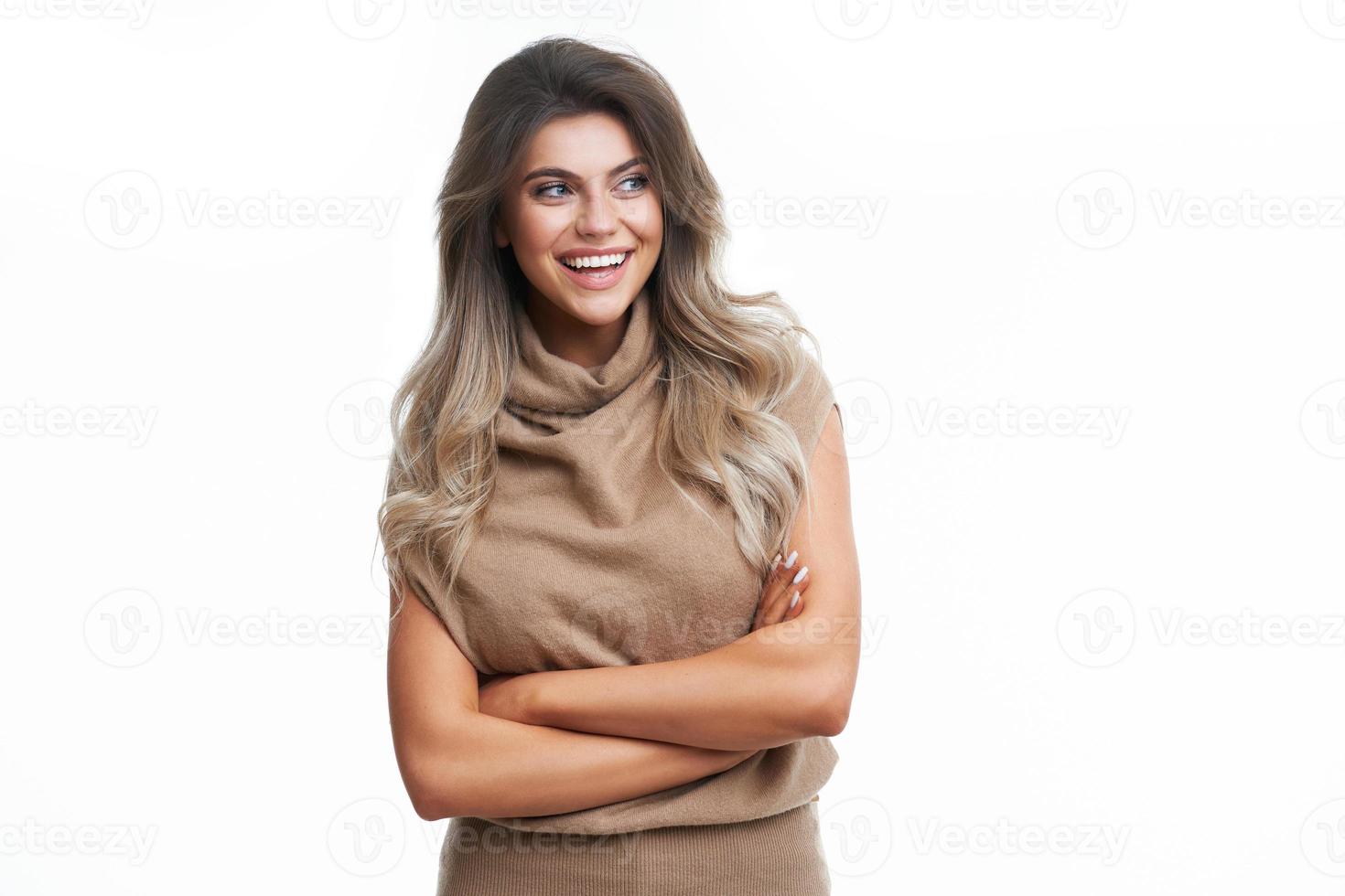 Beautiful adult woman portrait. Studio shot, isolated on white background photo