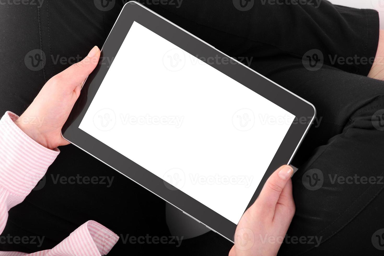 Woman with tablet photo
