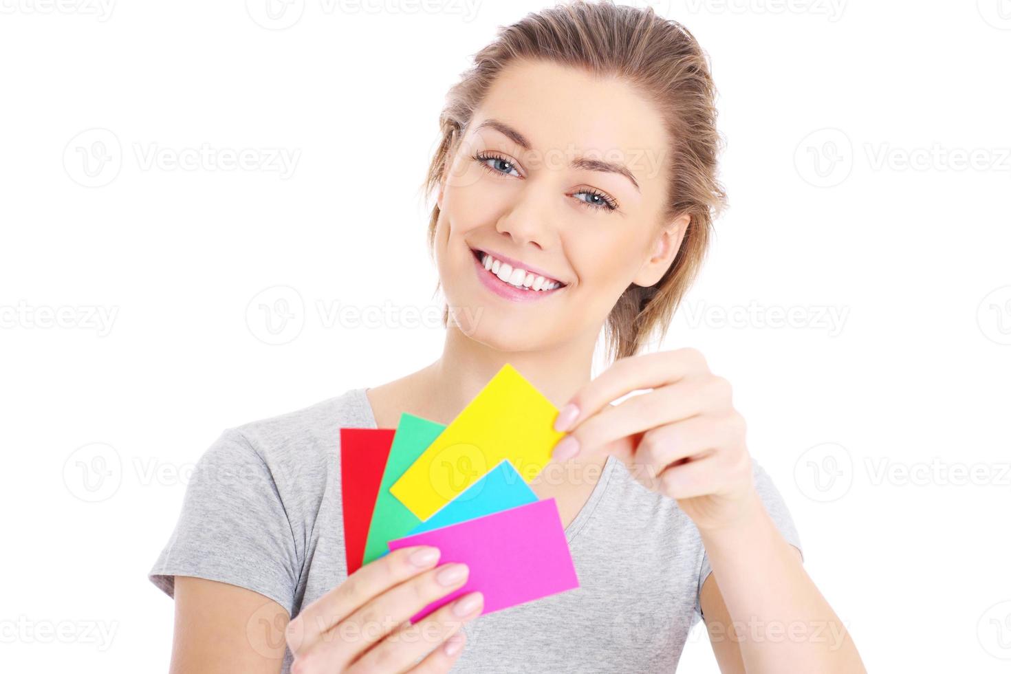 Woman choosing colours photo