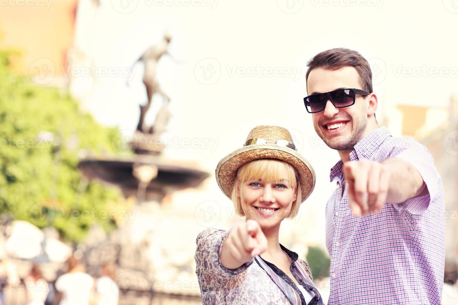 Happy tourists in Gdansk photo