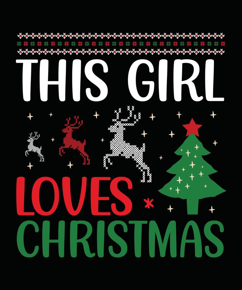 This Girl Loves Christmas  t-shirt Design vector