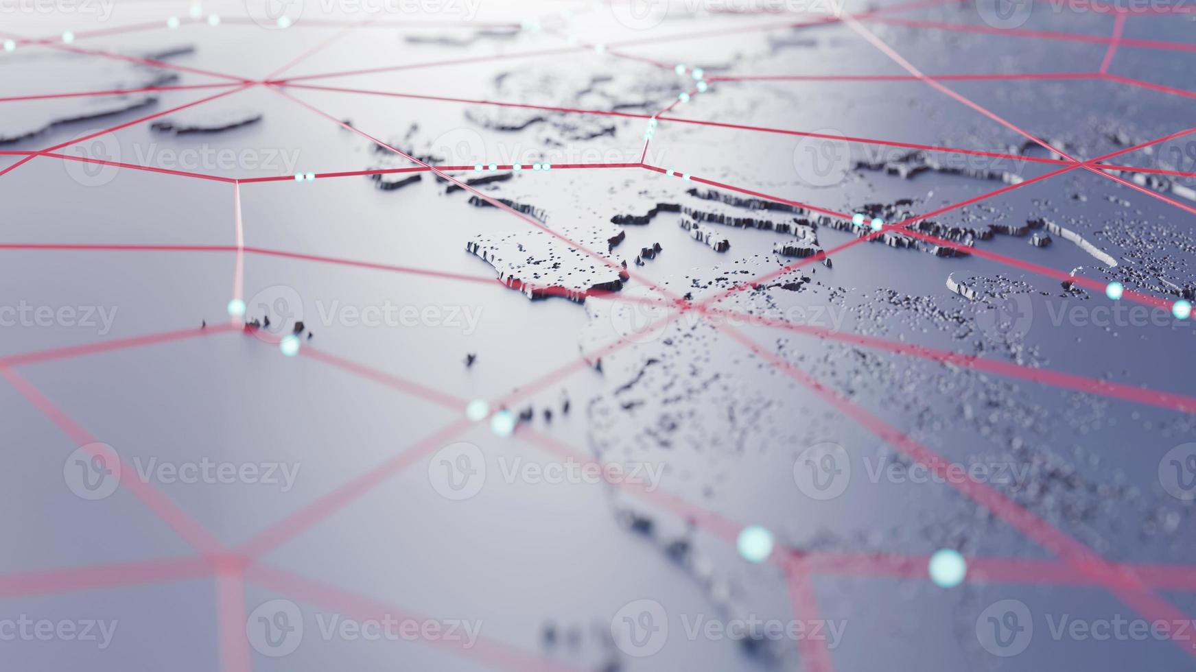 concepto de globalización y comunicación. tierra y rayos luminosos. representación 3d foto