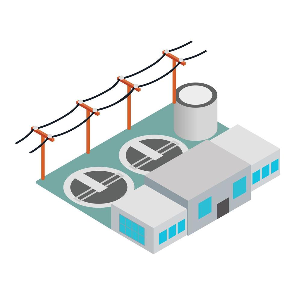 Power station icon, isometric style vector