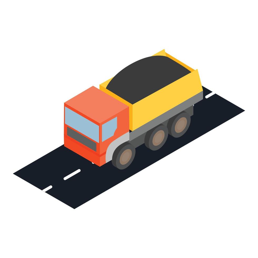 Dump truck icon, isometric style vector