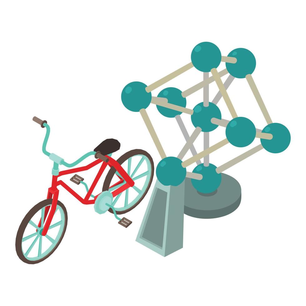 Atomium icon, isometric style vector