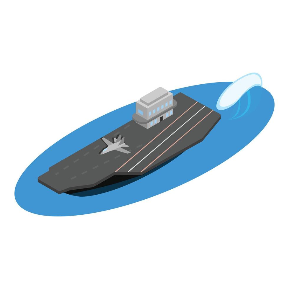 Aircraft carrier icon, isometric style vector