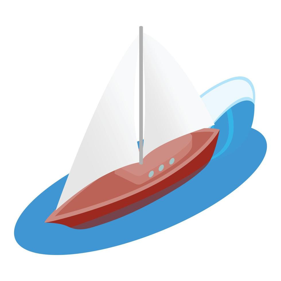 Sailing yacht icon, isometric style vector