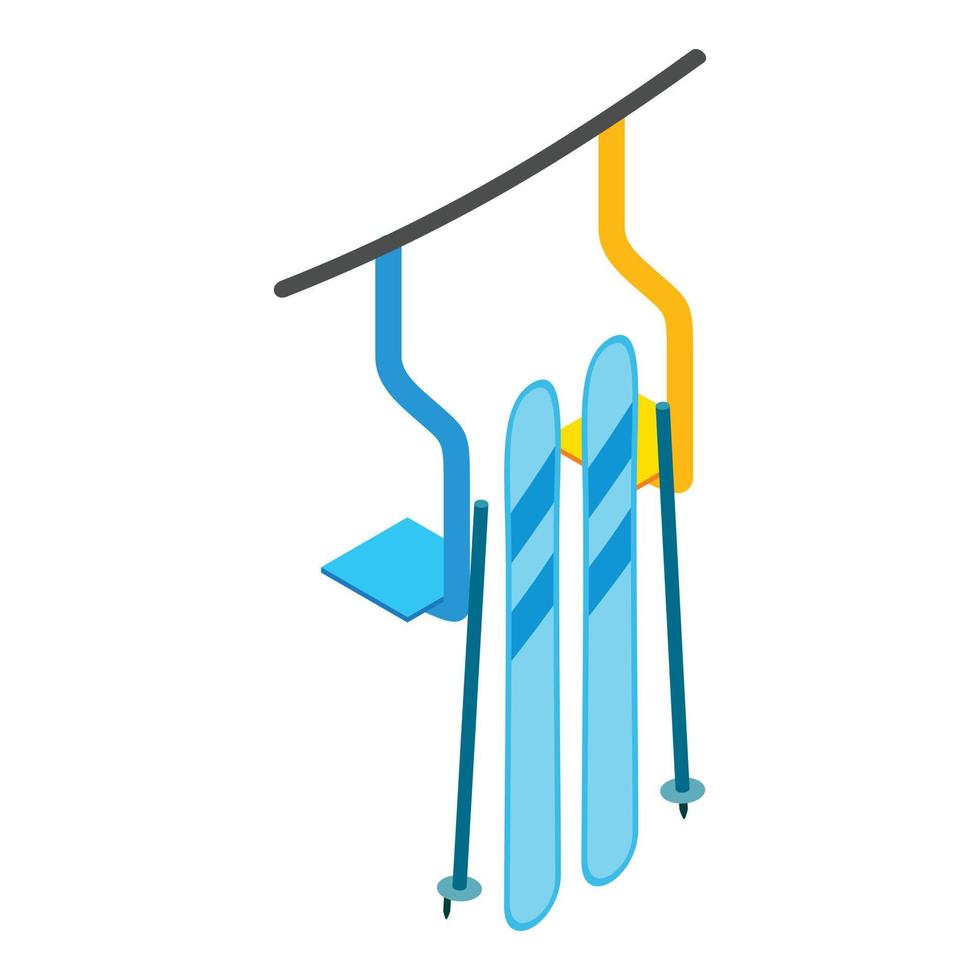 icono de estación de esquí, estilo isométrico vector