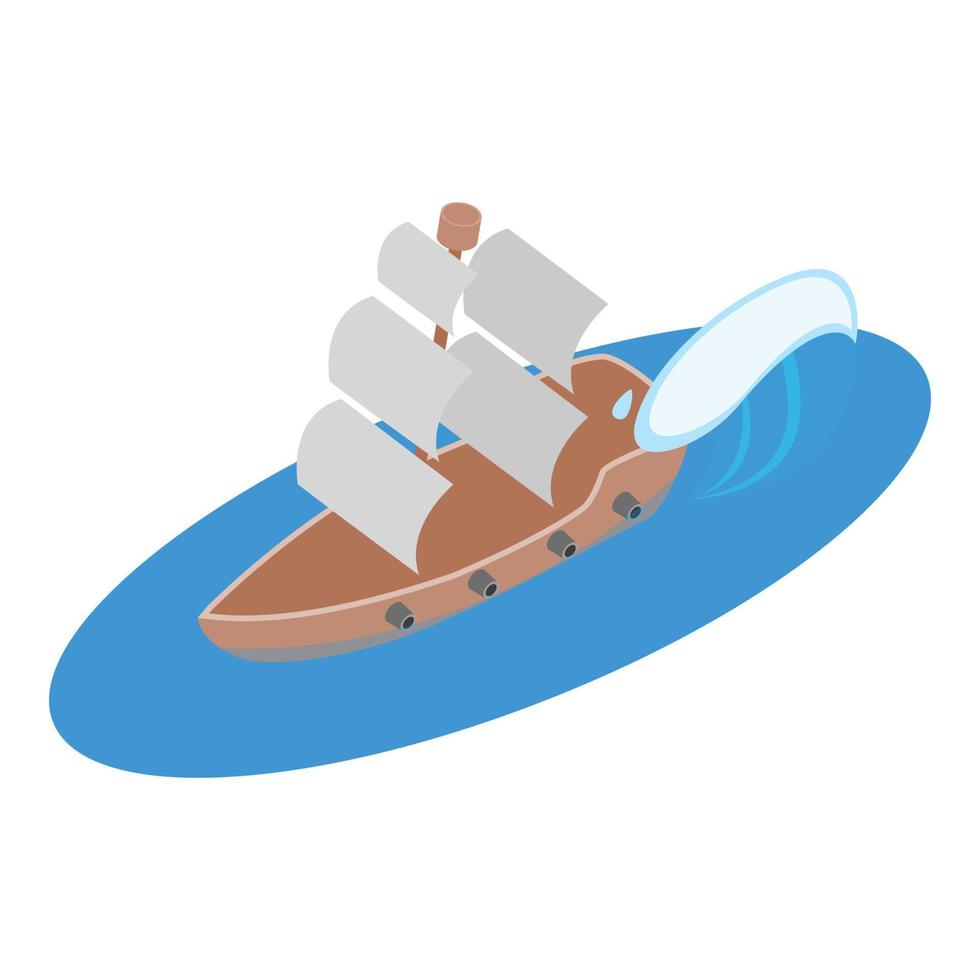 Sailing vessel icon, isometric style vector