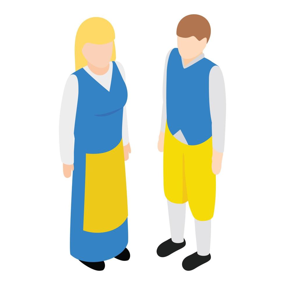 Swedish couple icon, isometric style vector