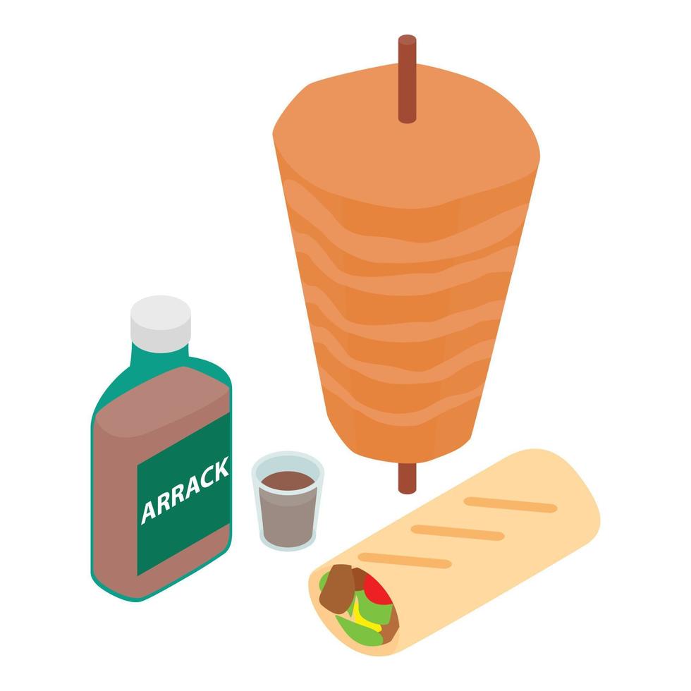 Turkish cuisine icon, isometric style vector