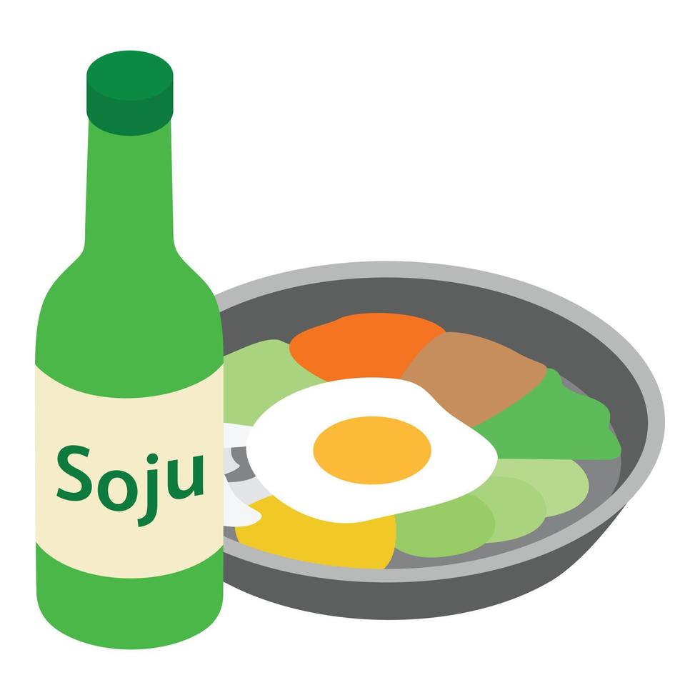 icono de bibimbap, estilo isométrico vector