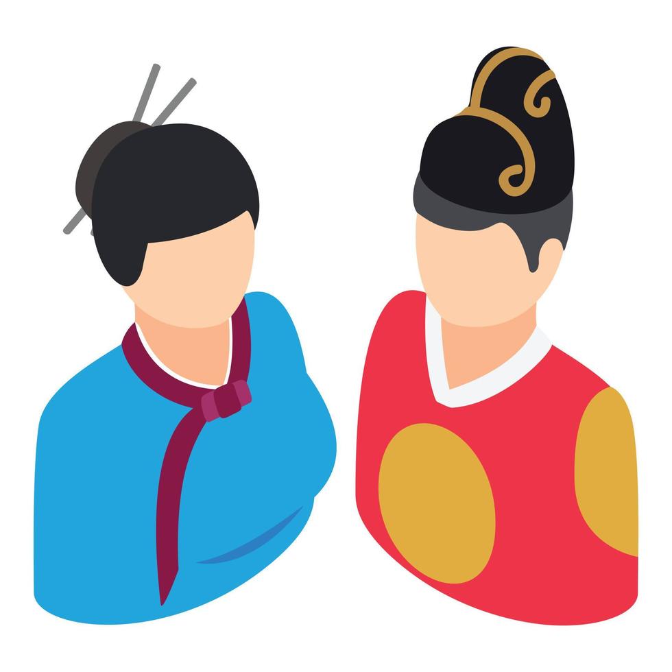 Korean couple icon, isometric style vector