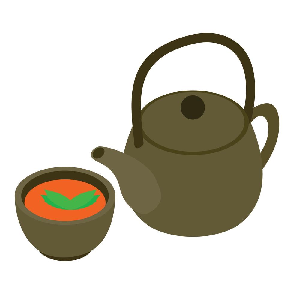 icono de la ceremonia del té, estilo isométrico vector