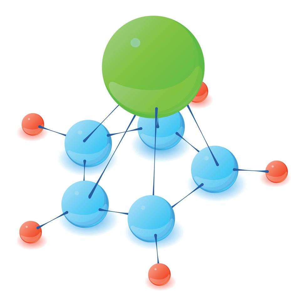 Multicolored molecule icon, isometric style vector