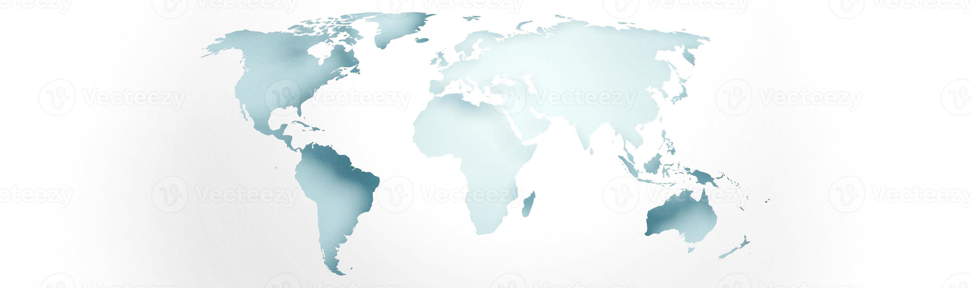 World map banner concept. Detailed flat map of continents. 3d rendering photo