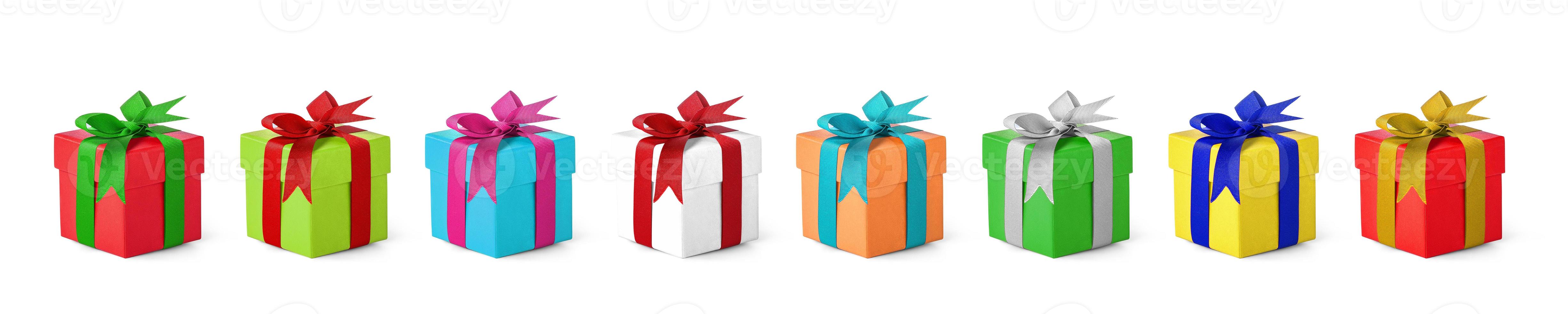 cajas de regalo de navidad y espacio de copia. fondo de navidad foto