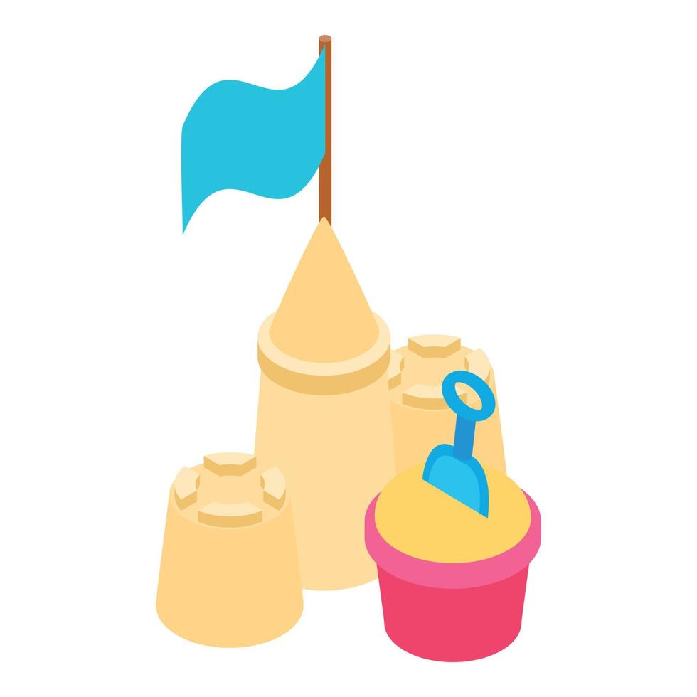 Sand castle icon, isometric style vector