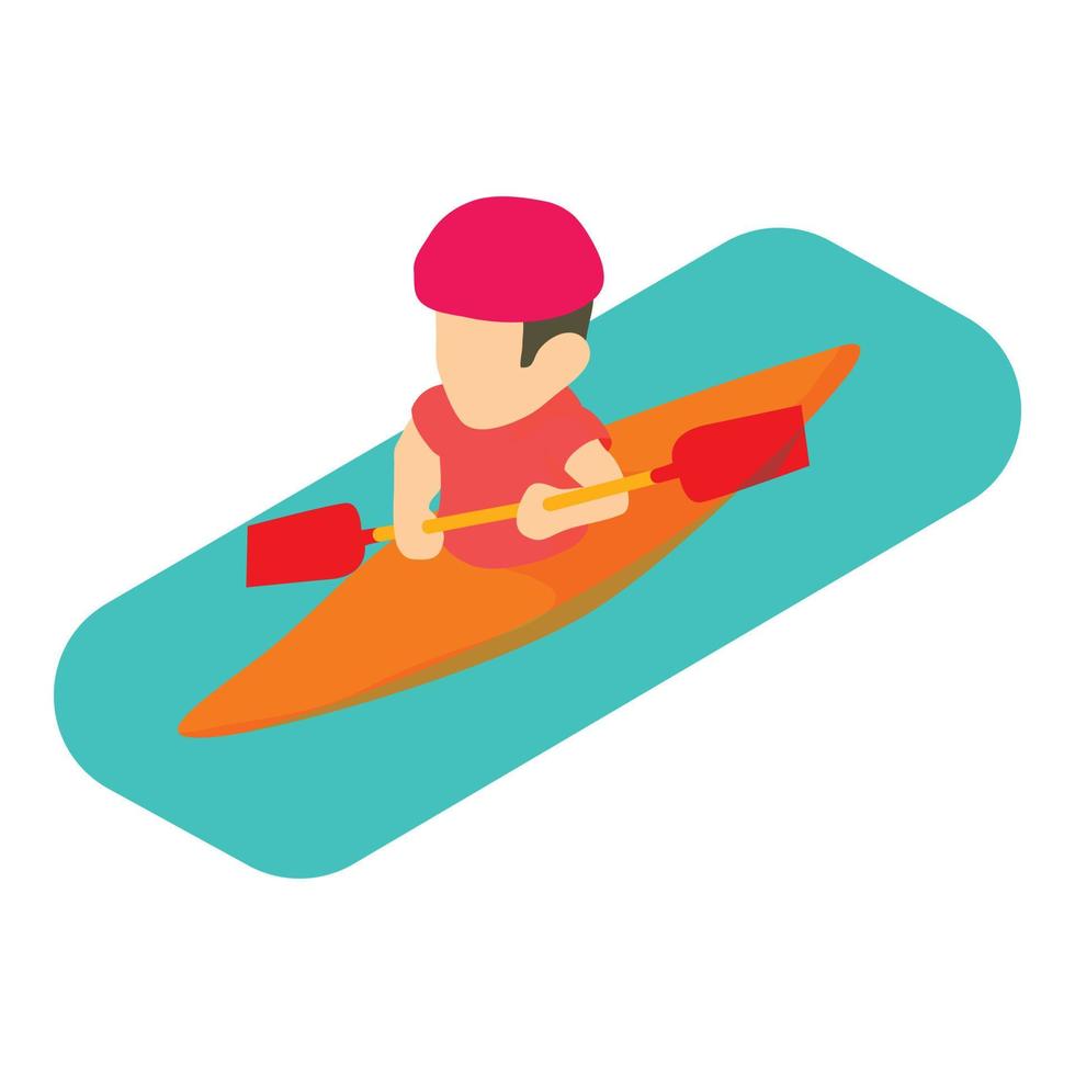 Kayaker man icon, isometric style vector
