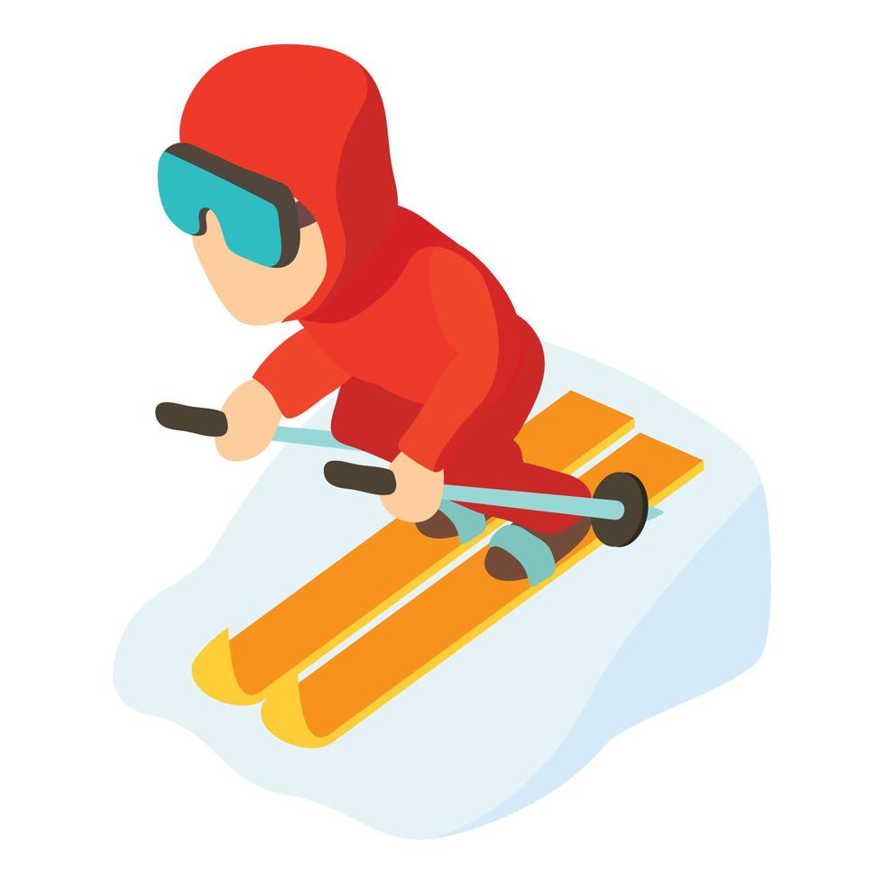 Skier man icon, isometric style vector