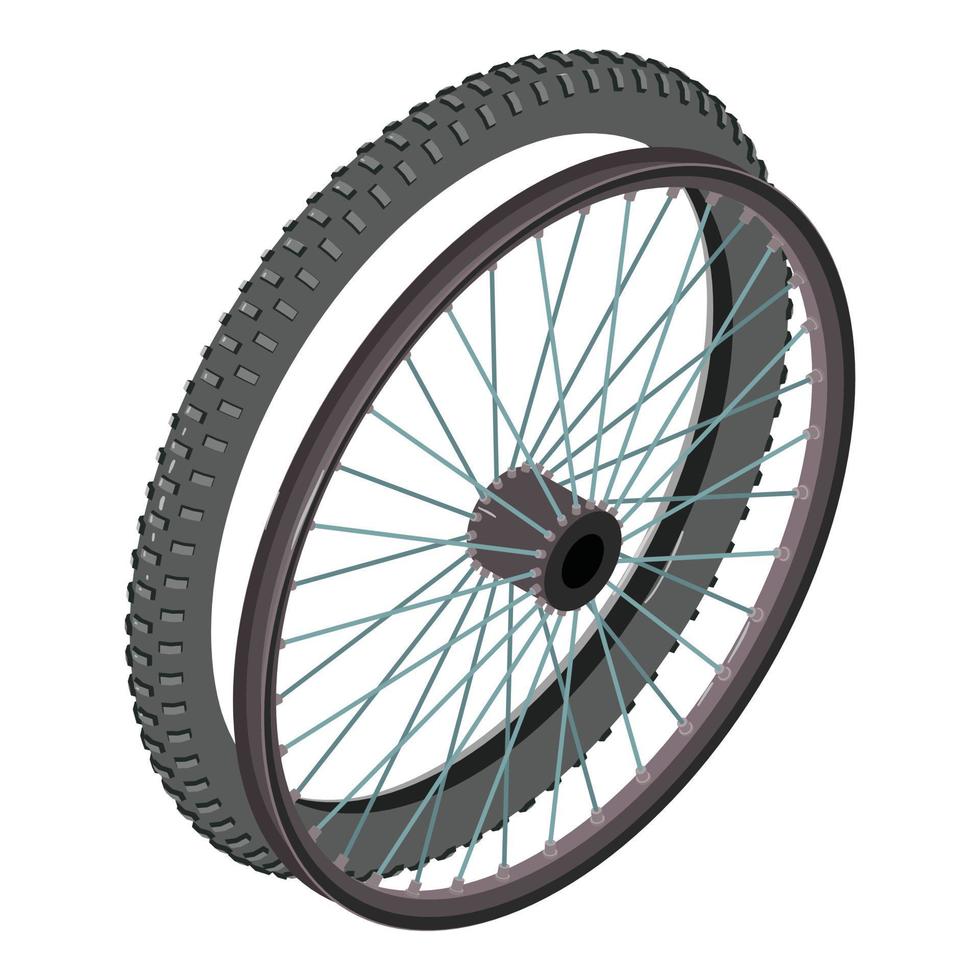 Bicycle wheel icon, isometric style vector