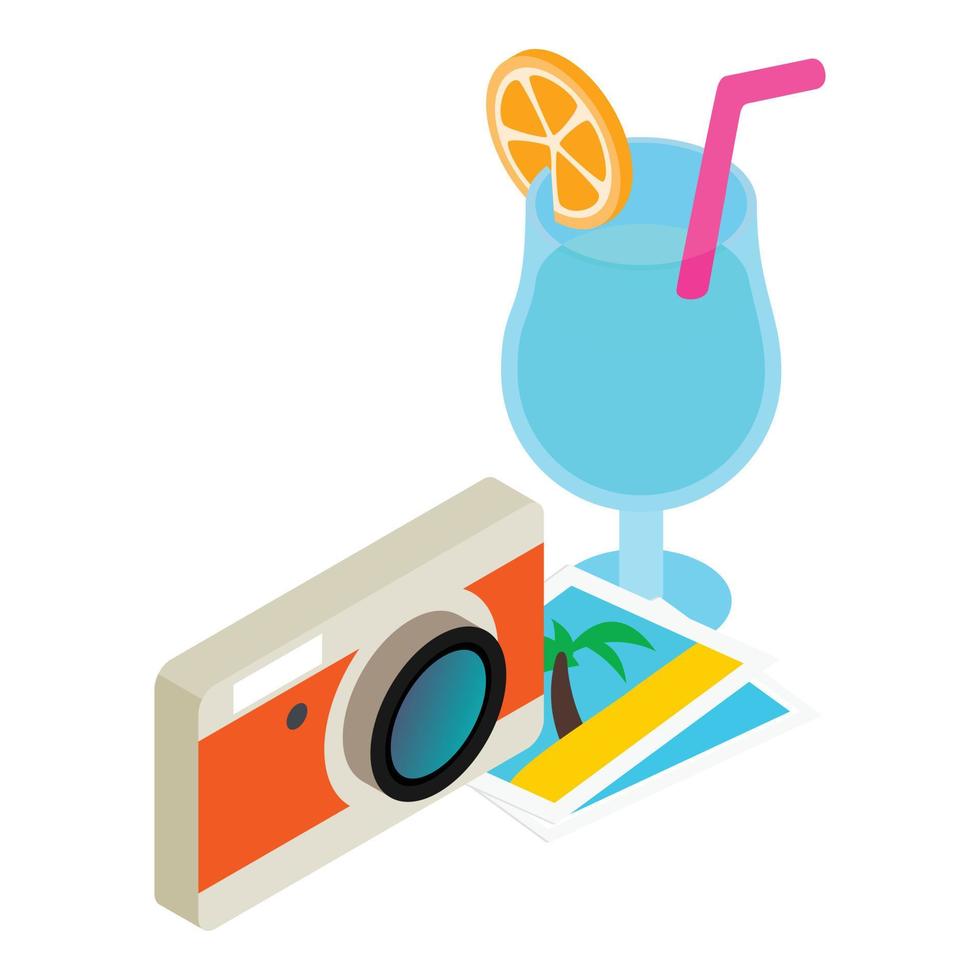 icono de vacaciones de verano, estilo isométrico vector