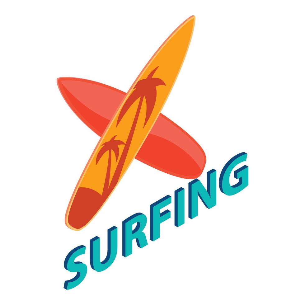 Surfing icon, isometric style vector