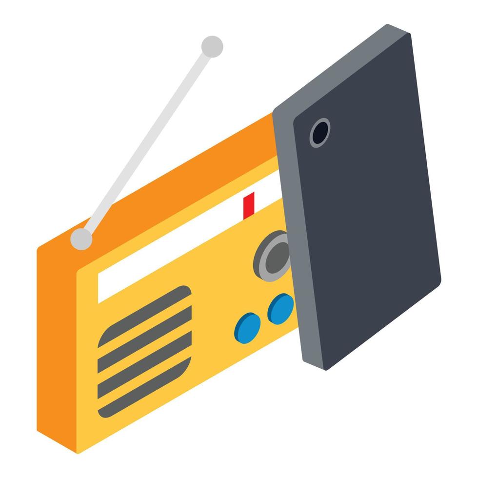 icono de radio en línea, estilo isométrico vector