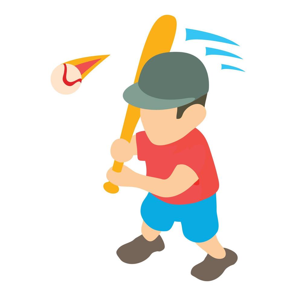 Baseball player icon, isometric style vector