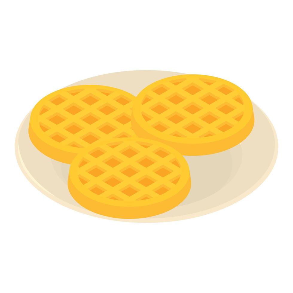 Belgian waffle icon, isometric style vector