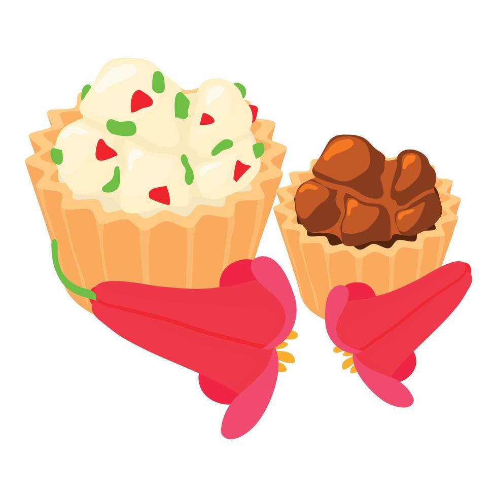 Traditional cupcake icon, isometric style vector