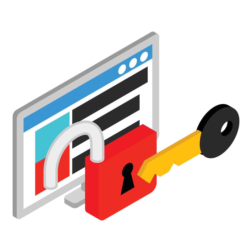 Internet security icon, isometric style vector