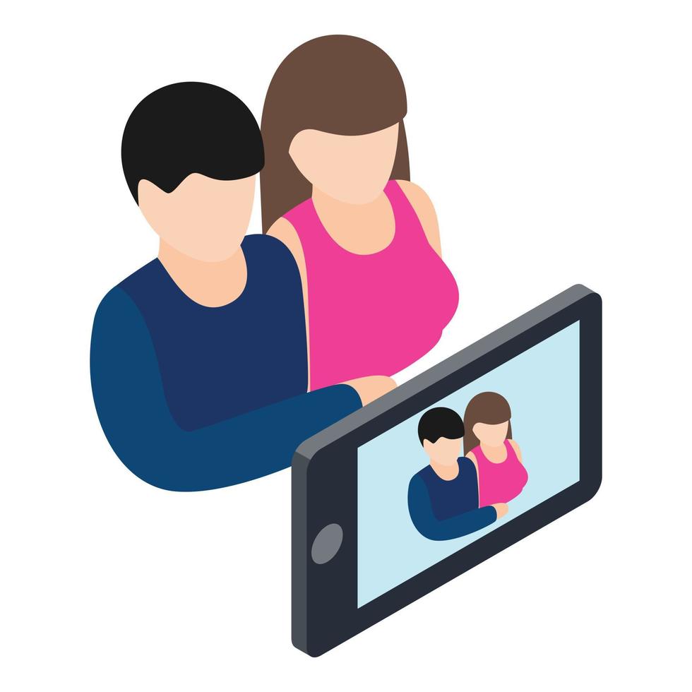 Joint photo icon, isometric style vector