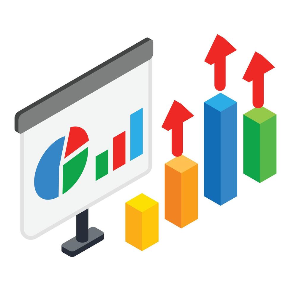 Business analytics icon, isometric style vector